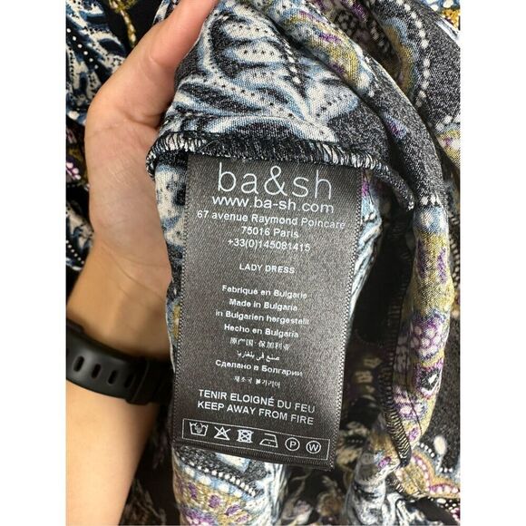 BA&SH Women's M Volver Elbow Sleeve Mini Dress Black Paisley Boho Western Flowy - Picture 8 of 12